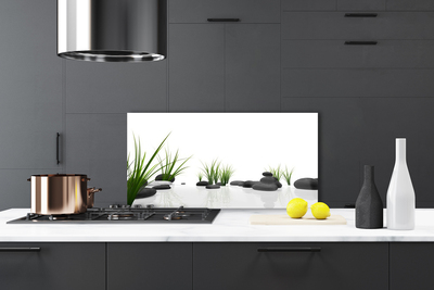 Panel Szklany do Kuchni Kamienie W Soczystej Trawie