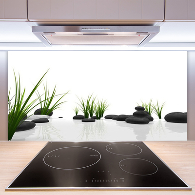 Panel Szklany do Kuchni Kamienie W Soczystej Trawie