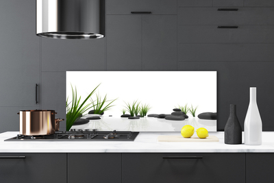 Panel Szklany do Kuchni Kamienie W Soczystej Trawie