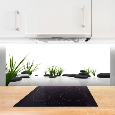 Panel Szklany do Kuchni Kamienie W Soczystej Trawie