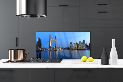 Panel Szklany do Kuchni Podświetlony Most Miejski