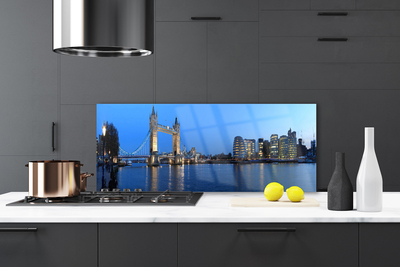 Panel Szklany do Kuchni Podświetlony Most Miejski