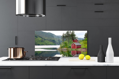 Szkło do Kuchni na Ścianę Chatka Nad Górskim Jeziorem