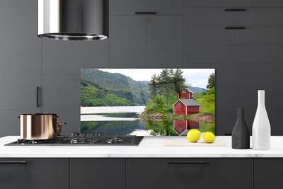Szkło do Kuchni na Ścianę Chatka Nad Górskim Jeziorem