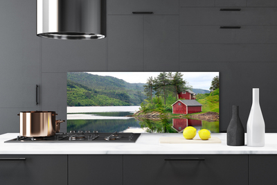 Szkło do Kuchni na Ścianę Chatka Nad Górskim Jeziorem