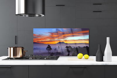 Szkło do Kuchni na Ścianę Las We Mglisty Poranek