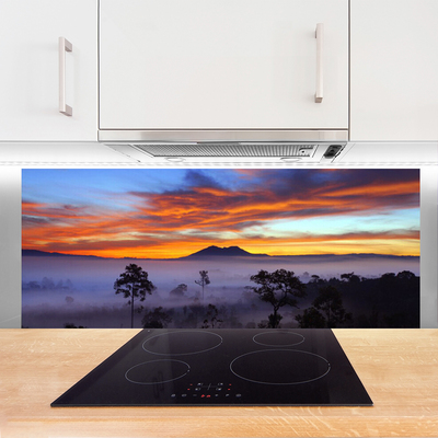 Szkło do Kuchni na Ścianę Las We Mglisty Poranek