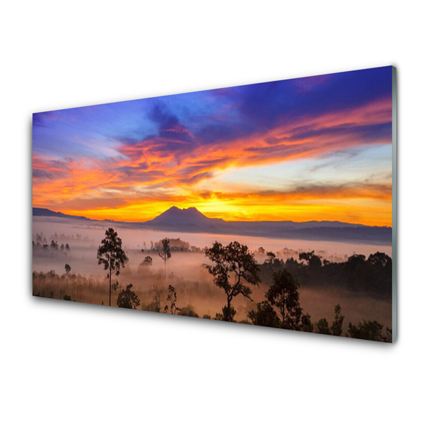 Szkło do Kuchni na Ścianę Tajemniczy Bór We Mgle