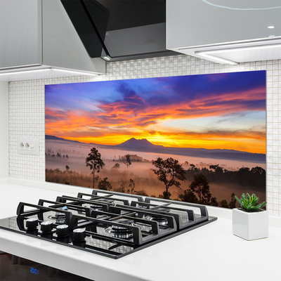 Szkło do Kuchni na Ścianę Tajemniczy Bór We Mgle