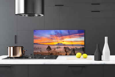 Szkło do Kuchni na Ścianę Tajemniczy Bór We Mgle