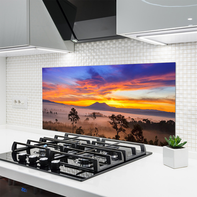 Szkło do Kuchni na Ścianę Tajemniczy Bór We Mgle