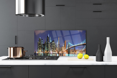 Panel Kuchenny Wieczorne Światła Nad Mostem