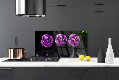 Panel Szklany do Kuchni Płomień Świecy I Kamienie