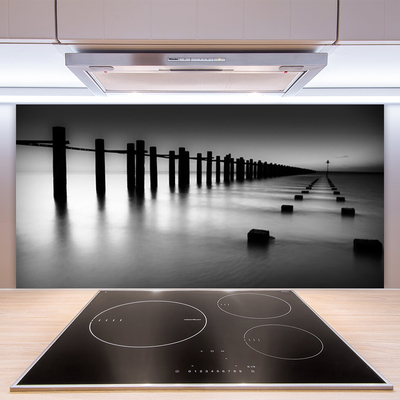 Szkło nad Blatem Drewniane Molo We Mgle