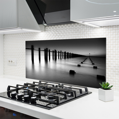 Szkło nad Blatem Drewniane Molo We Mgle