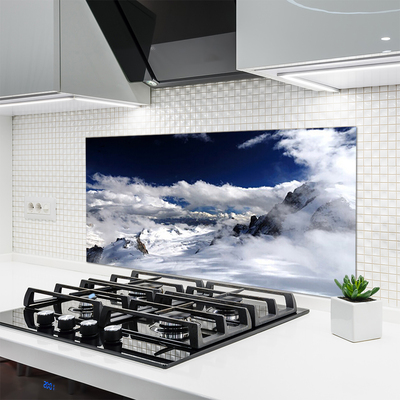 Szkło do Kuchni na Ścianę Majestatyczny Szczyt W Chmurach
