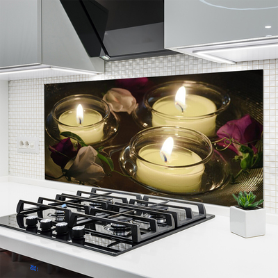 Szkło do Kuchni na Ścianę Blask Świec W Ciemności