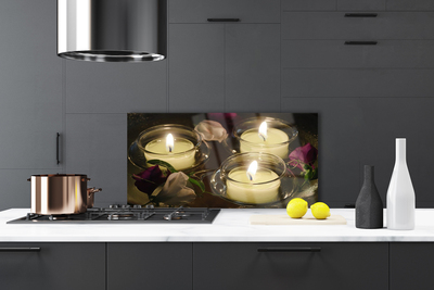 Szkło do Kuchni na Ścianę Blask Świec W Ciemności