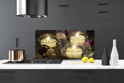 Szkło do Kuchni na Ścianę Blask Świec W Ciemności