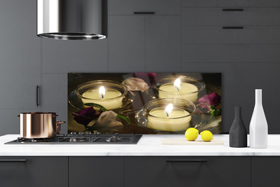 Szkło do Kuchni na Ścianę Blask Świec W Ciemności