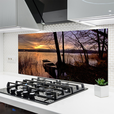 Dekor Szklany do Kuchni Samotna Łódź Pod Żaglami