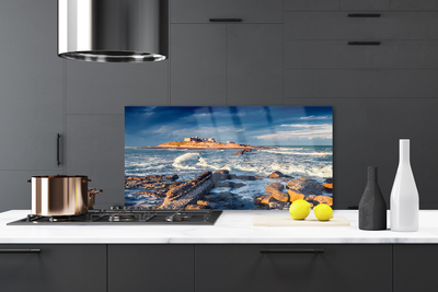 Dekor Szklany do Kuchni Szlifowane Kamienie Na Brzegu