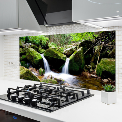 Szkło Ozdobne do Kuchni Woda Płynąca Po Skałach