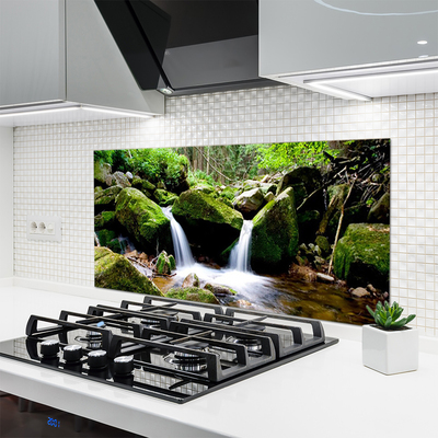 Szkło Ozdobne do Kuchni Woda Płynąca Po Skałach