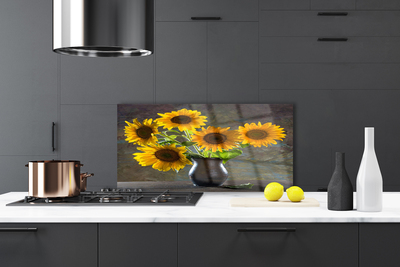 Panel Kuchenny Słoneczniki W Szklanym Wazonie