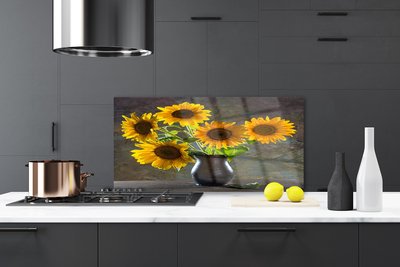 Panel Kuchenny Słoneczniki W Szklanym Wazonie
