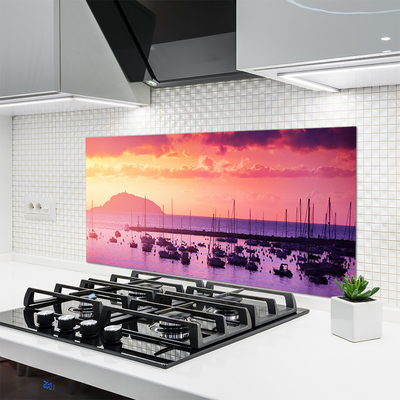 Panel Szklany do Kuchni Morski Horyzont W Błękicie