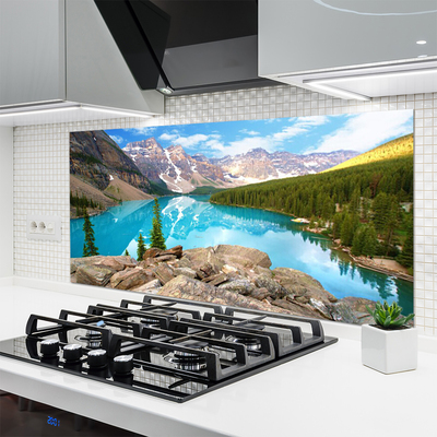 Panel Szklany do Kuchni Górska Panorama Z Jeziorem