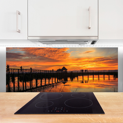 Szkło Dekoracyjne do Kuchni Most Wiszący Nad Oceanem