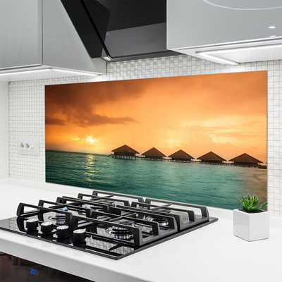 Dekor Szklany do Kuchni Słoneczny Blask Na Morzu