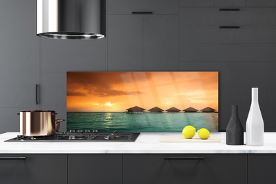 Dekor Szklany do Kuchni Słoneczny Blask Na Morzu