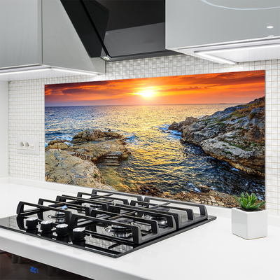 Szkło do Kuchni na Ścianę Odblask Słońca Na Falach
