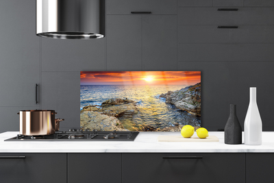 Szkło do Kuchni na Ścianę Odblask Słońca Na Falach