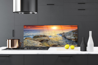 Szkło do Kuchni na Ścianę Odblask Słońca Na Falach