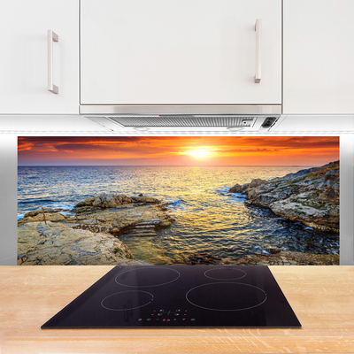 Szkło do Kuchni na Ścianę Odblask Słońca Na Falach