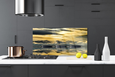 Szkło do Kuchni na Ścianę Harmonijna Kompozycja Kamieni I Wody