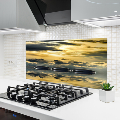 Szkło do Kuchni na Ścianę Harmonijna Kompozycja Kamieni I Wody