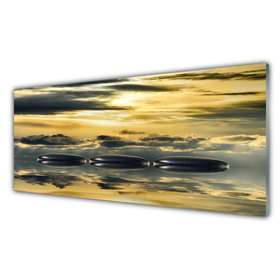 Szkło do Kuchni na Ścianę Harmonijna Kompozycja Kamieni I Wody