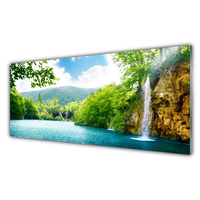 Szkło do Kuchni na Ścianę Wodospad Nad Ukrytym Jeziorem