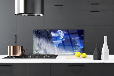 Panel Szklany do Kuchni Szczyty Gór W Świetle Księżyca