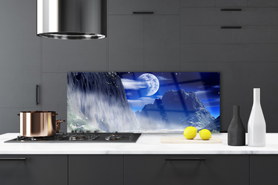 Panel Szklany do Kuchni Szczyty Gór W Świetle Księżyca
