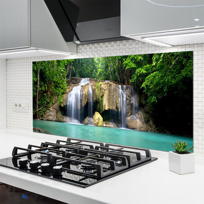 Szkło do Kuchni na Ścianę Wodospad W Cieniu Drzew
