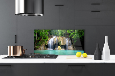 Szkło do Kuchni na Ścianę Wodospad W Cieniu Drzew