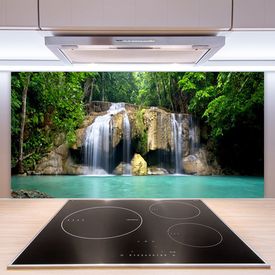 Szkło do Kuchni na Ścianę Wodospad W Cieniu Drzew