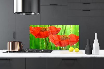 Szkło Ozdobne do Kuchni Klasyczne Maki W Rozkwicie