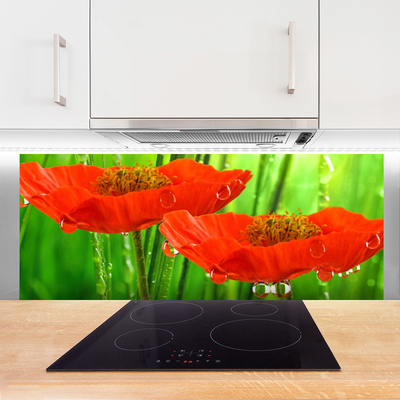 Szkło Ozdobne do Kuchni Klasyczne Maki W Rozkwicie